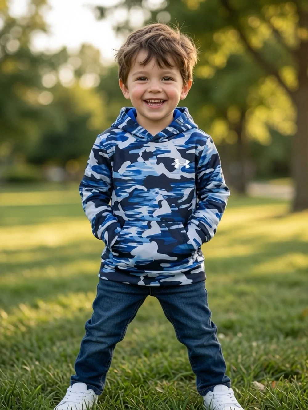 Under Armour Blue & Navy Camo Hoodie for Kids